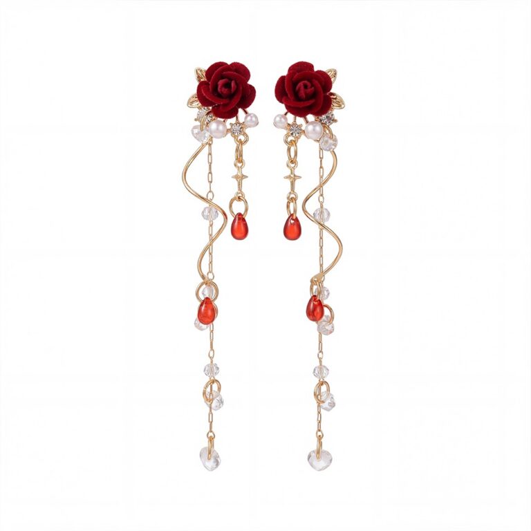 Earrings Red Rose Earrings