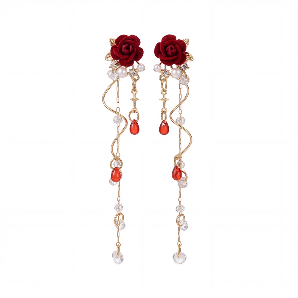 Earrings Red Rose Earrings