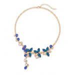 Necklace Blue Crystal Flower Necklace