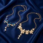 Necklace Blue Crystal Flower Necklace