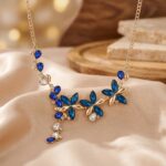 Necklace Blue Crystal Flower Necklace