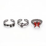 Ring Dark Butterfly Three Piece Ring Set