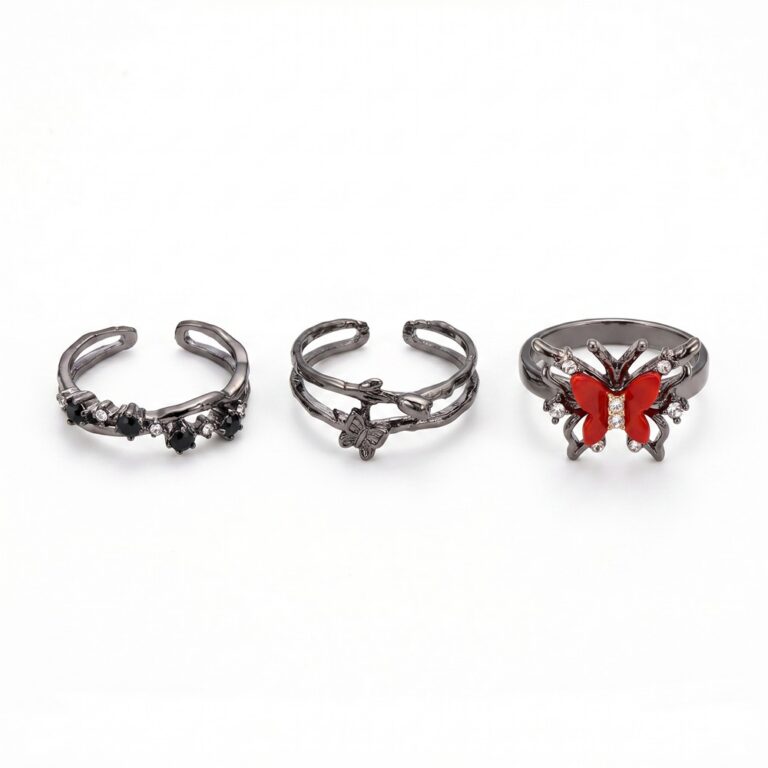 Ring Dark Butterfly Three Piece Ring Set